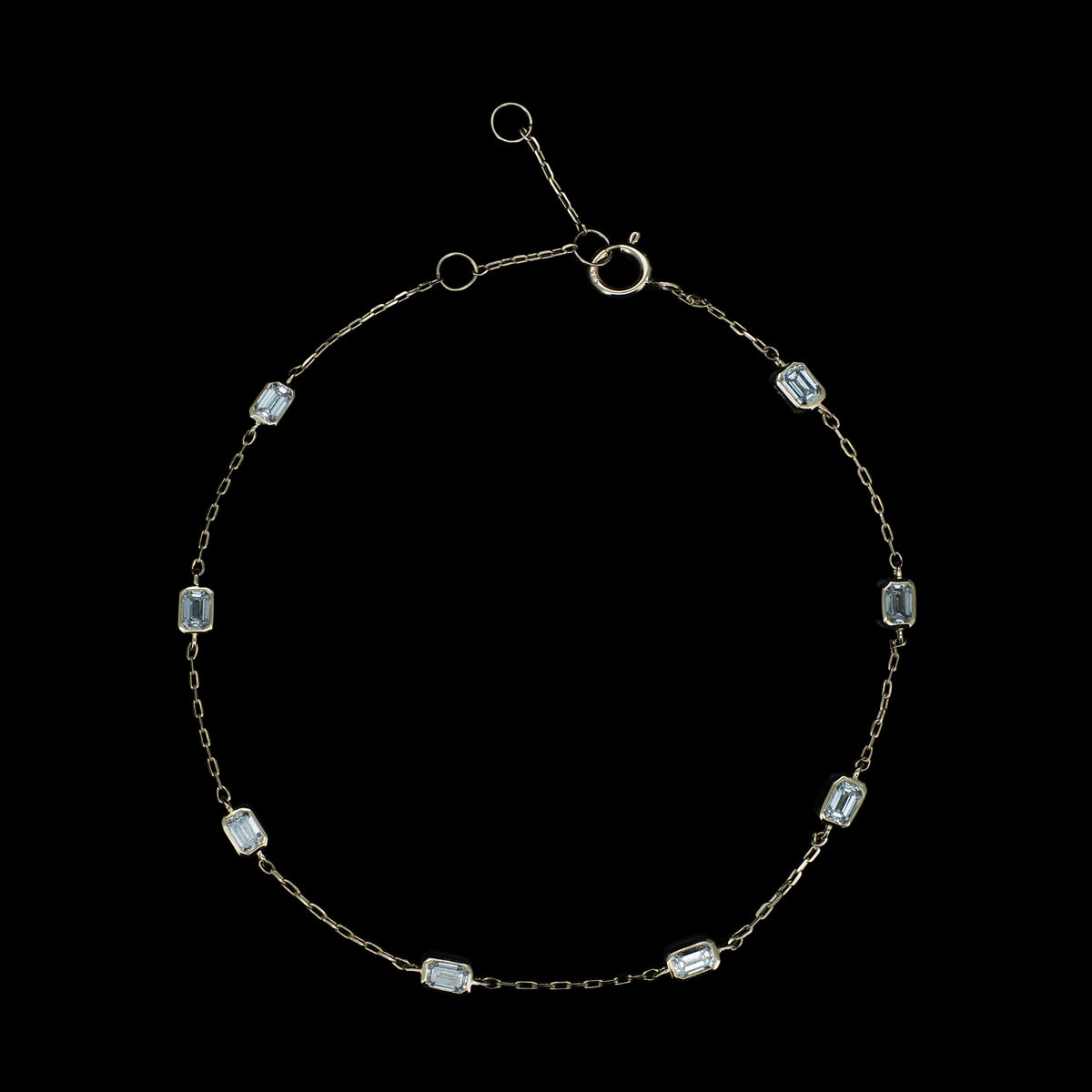 14K黃金/白金培育鑽石手鍊