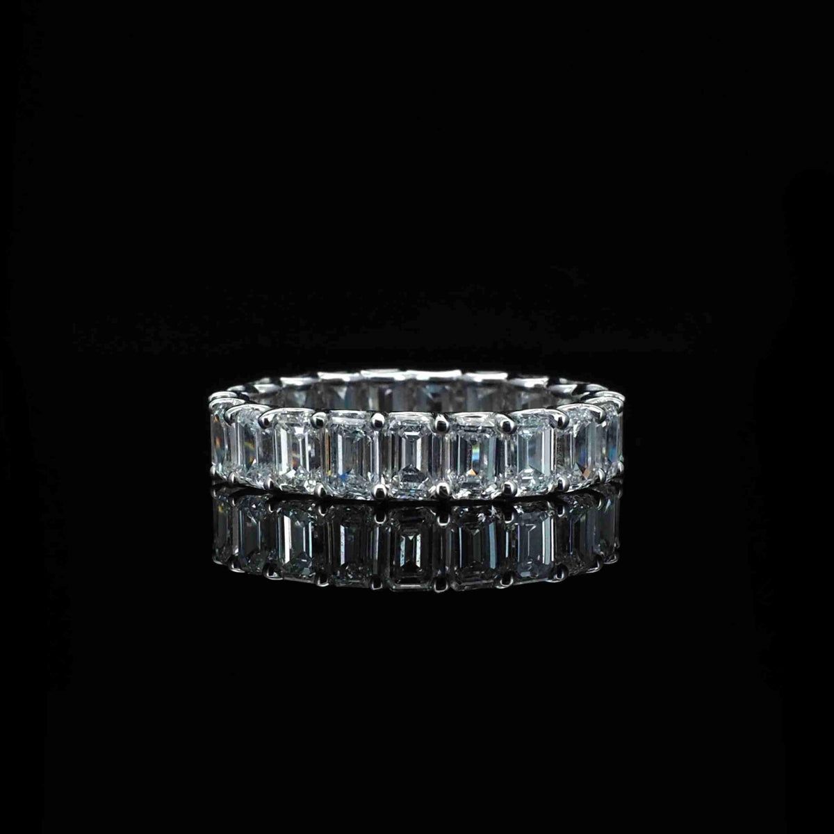 18K White Gold Emerald Cut Lab Grown Diamond Full Eternity Ring