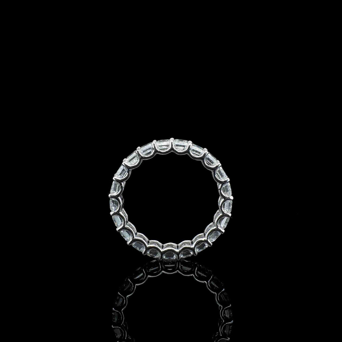 18K White Gold Emerald Cut Lab Grown Diamond Full Eternity Ring