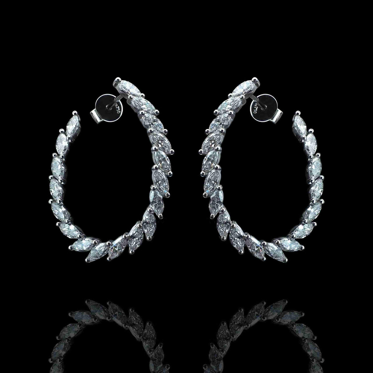 18K White Gold Marquise Lab-Grown Diamond Earrings