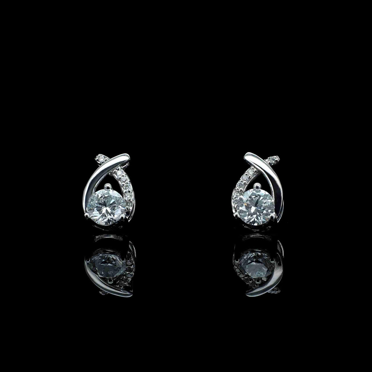 Platinum Round Lab Grown Diamond Teardrop Earrings