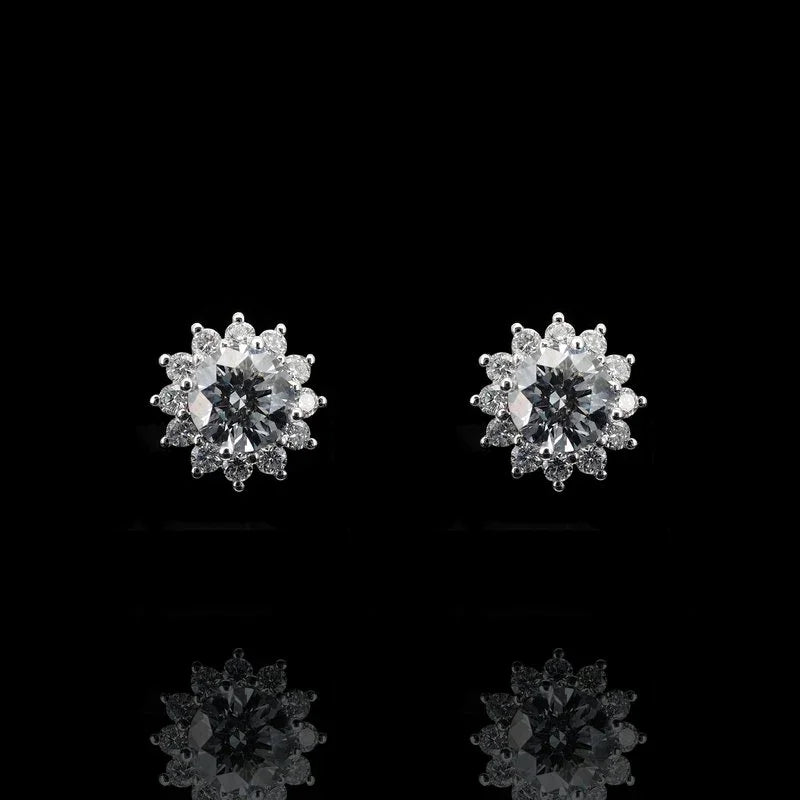 18K White Gold Round Lab Grown Diamond Earrings