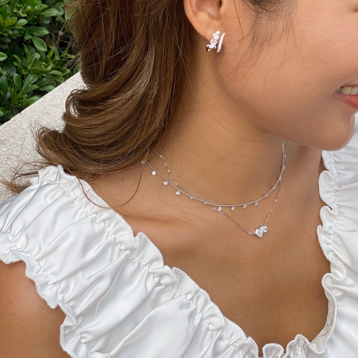 Platinum Mixed-Cut Lab-Grown Diamond Lace Earrings