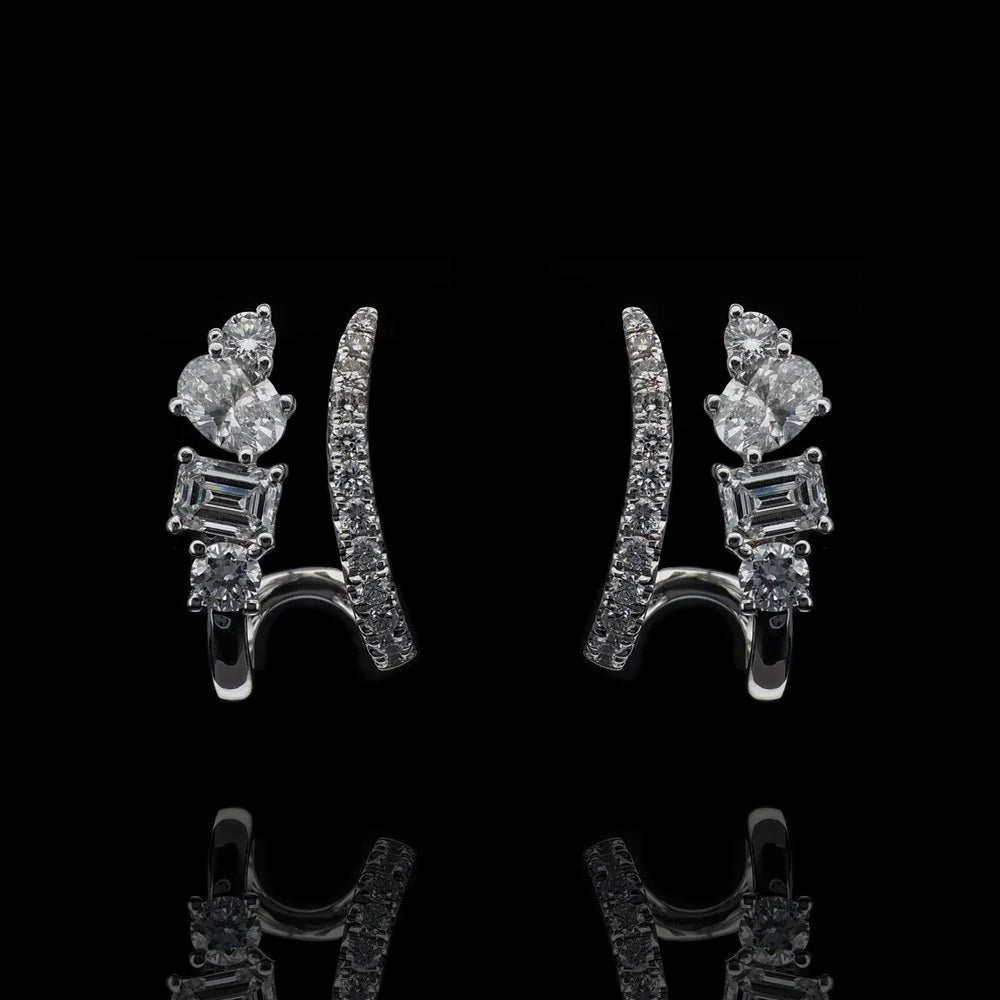 Platinum Mixed-Cut Lab-Grown Diamond Lace Earrings