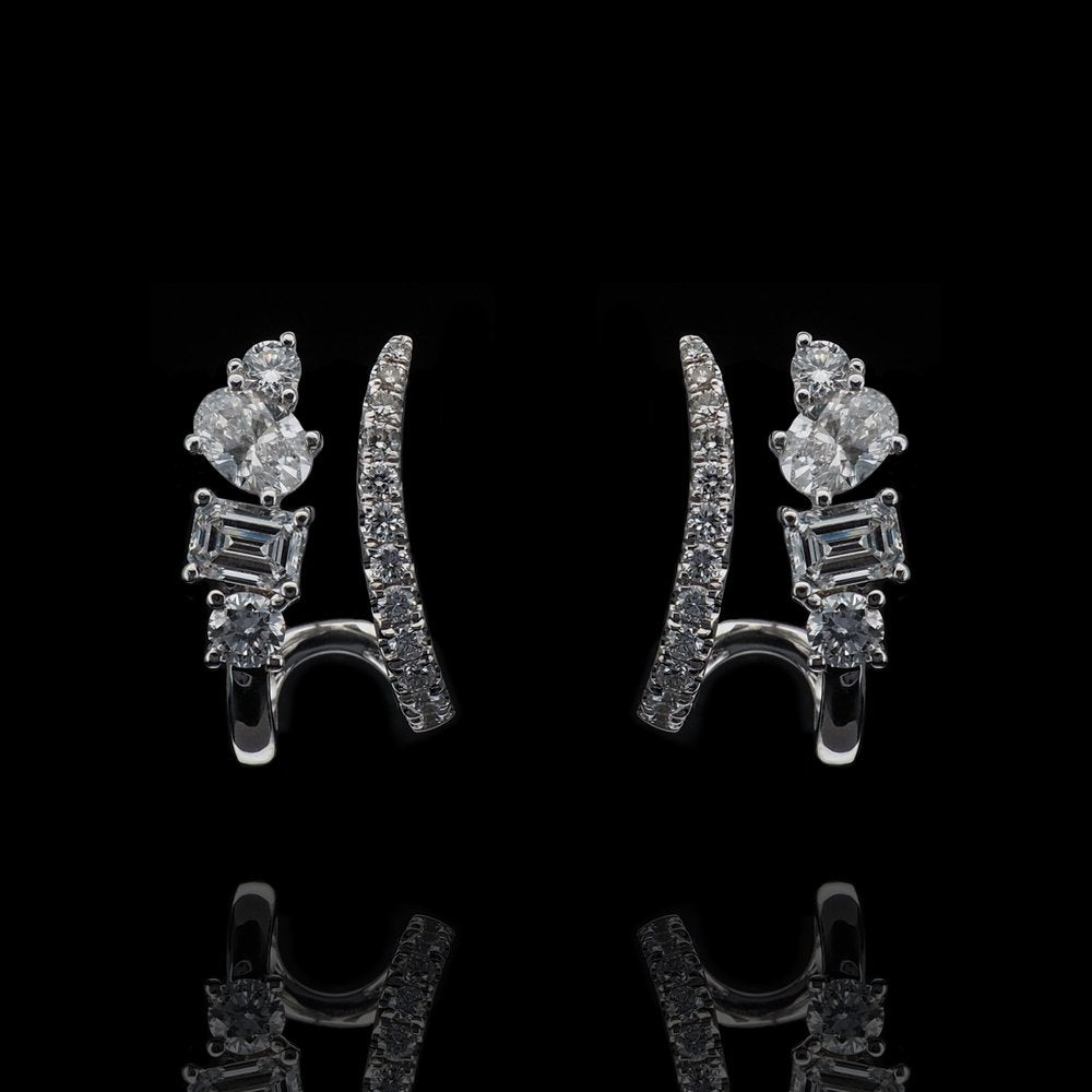 Platinum Mixed-Cut Lab-Grown Diamond Lace Earrings