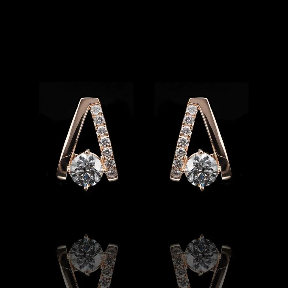 18K Rose Gold Round Lab Grown Diamond Earrings