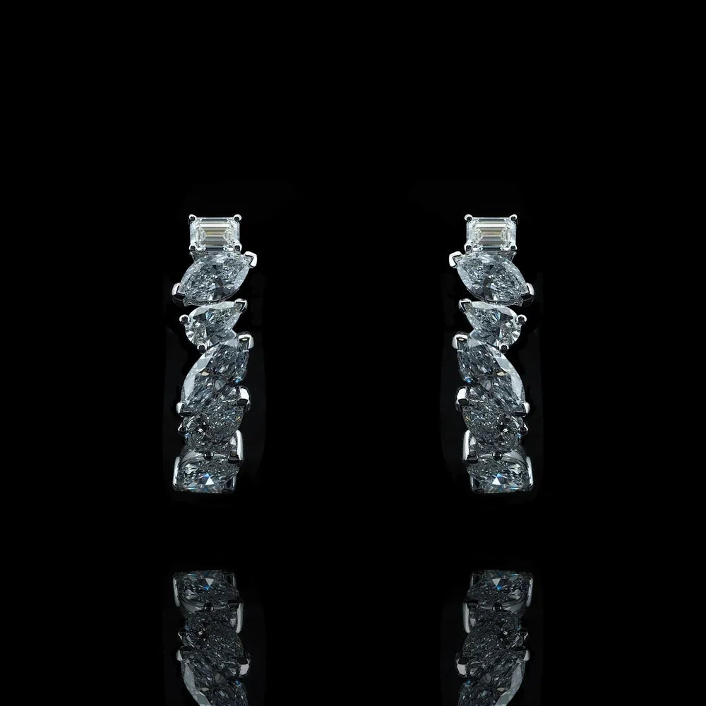 Platinum Mixed Cut Lab-Grown Diamond Lace Earrings