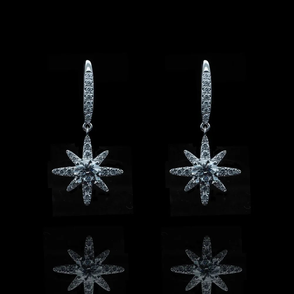 Platinum Round Lab-Grown Diamond Star Earrings