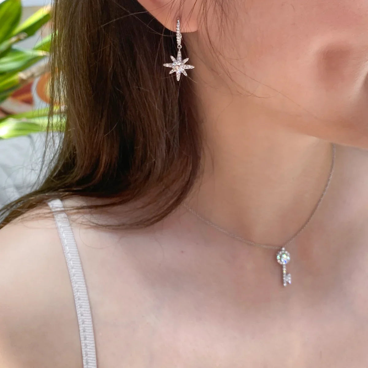 Platinum Round Lab-Grown Diamond Star Earrings