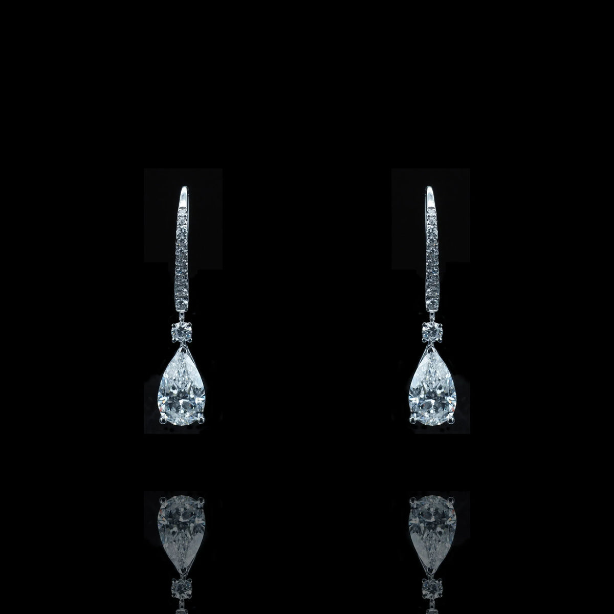 18K White Gold Pear Lab Grown Diamond Hoop Earrings