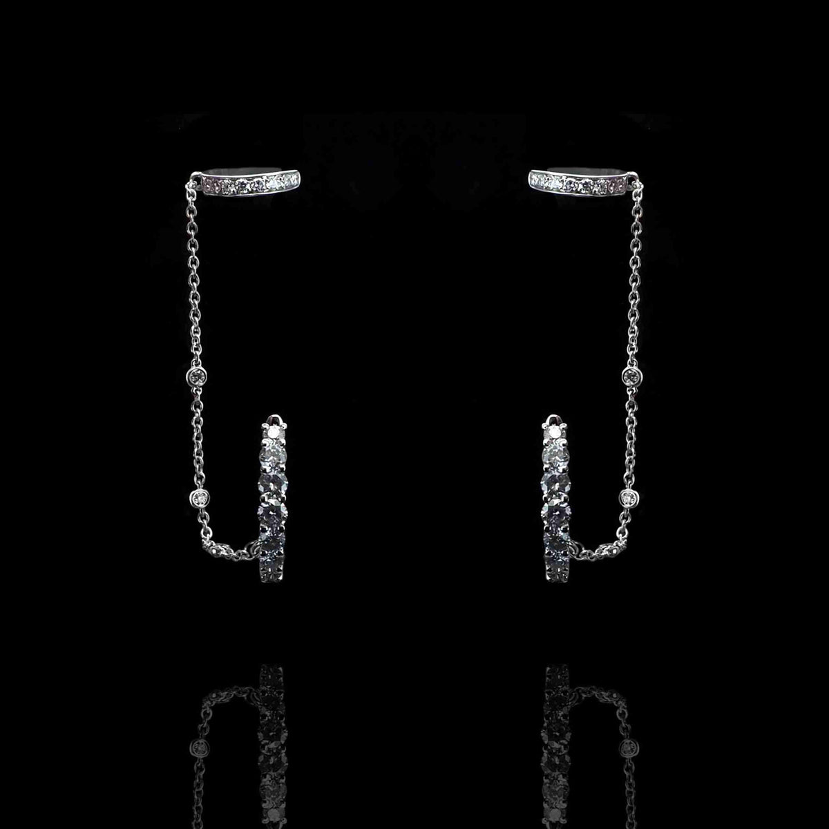 18K White Gold Round Lab Grown Diamond Earrings