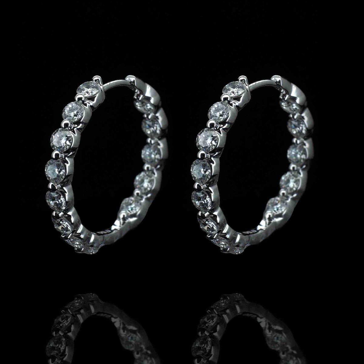 18K White Gold Yellow Gold Round Lab Grown Diamond Earrings