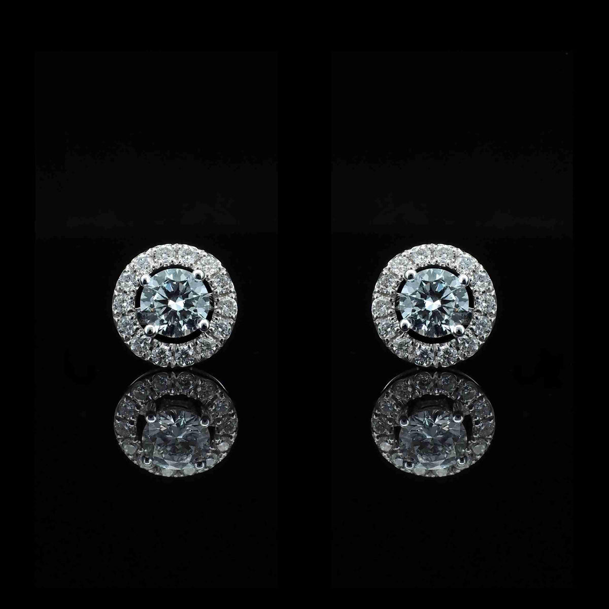 18K White Gold Round Lab Grown Diamond Stud Earrings