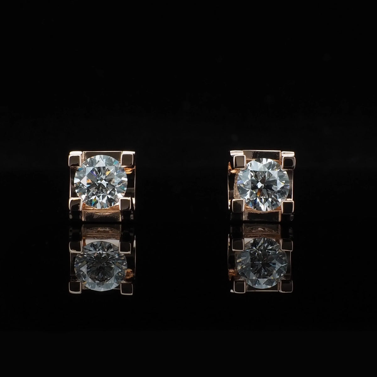 18K White Gold Round Lab-Grown Diamond Solitaire Earrings