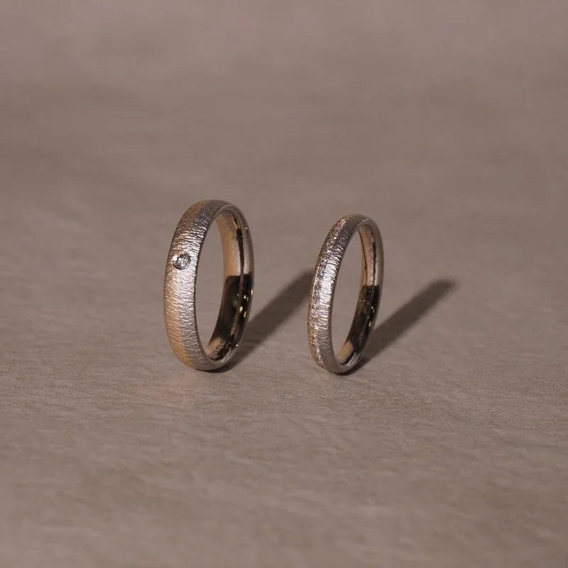 German-made 18K gold handcrafted wedding band set