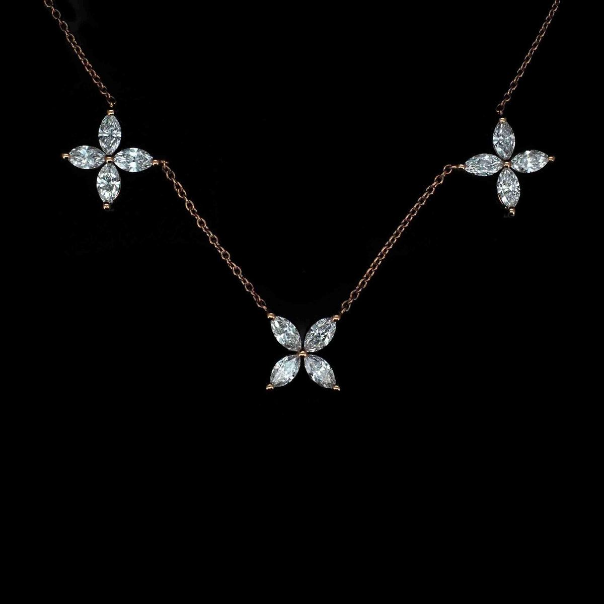 18K Rose Gold Marquise Lab-Grown Diamond Necklace