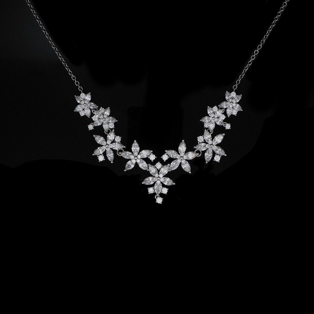 18K White Gold Mixed Lace Cut Lab Grown Diamond Necklace