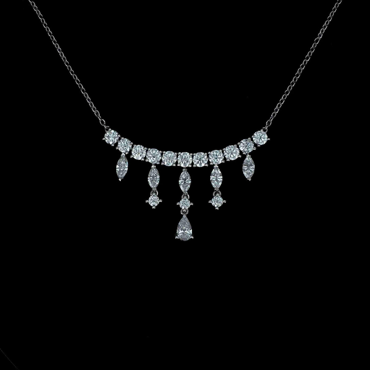 18K White Gold Round, Marquise & Pear Lab Grown Diamond Necklace