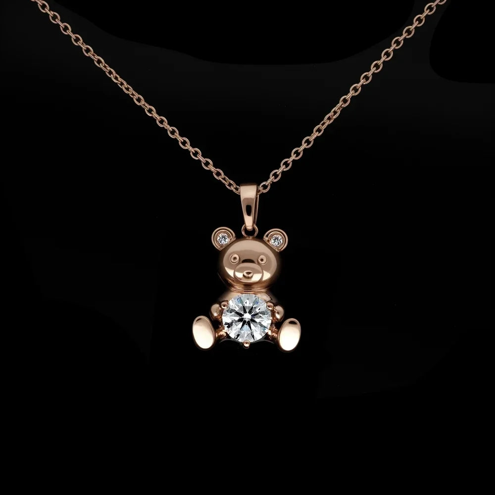 18K Rose Gold Round Lab Grown Diamond Necklace