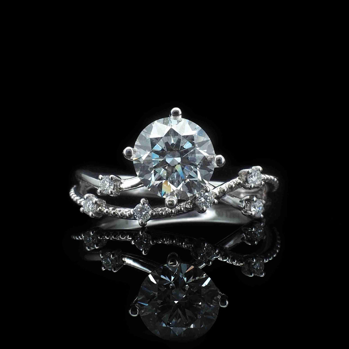18K/Platinum Intertwined Galaxy Design Ring Setting