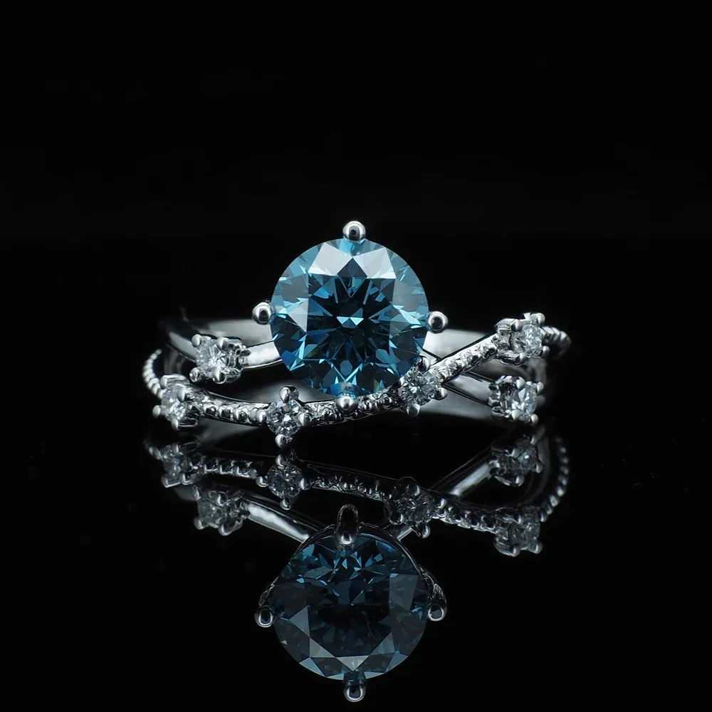 18K/Platinum Intertwined Galaxy Design Ring Setting