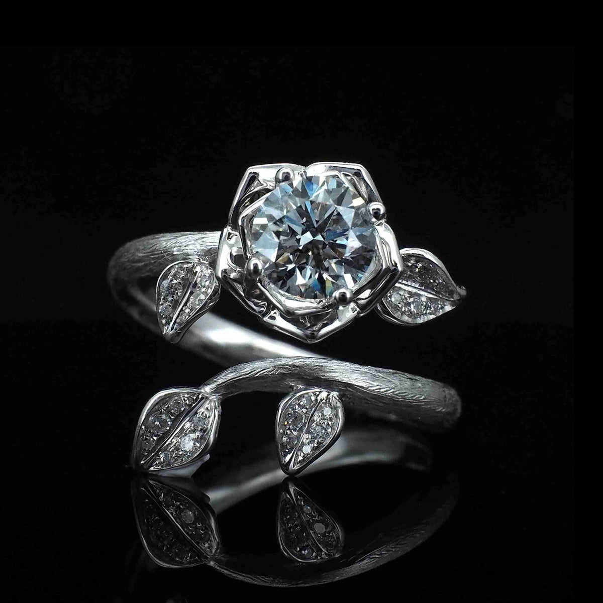 18K/Platinum Rose Design Ring Setting