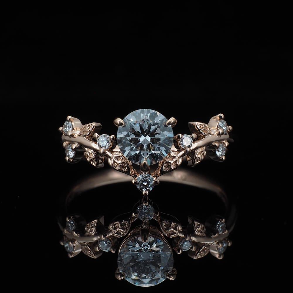 18K/Platinum Leaf Design Ring Setting