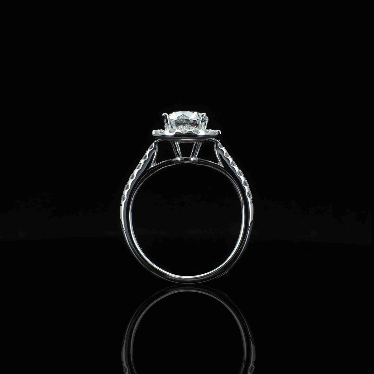 18K/Platinum Round Diamond Halo Ring Setting