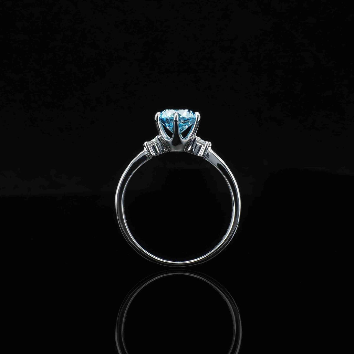 18K Gold/Platinum Six-Prong Three-Stone Engagement Ring Setting