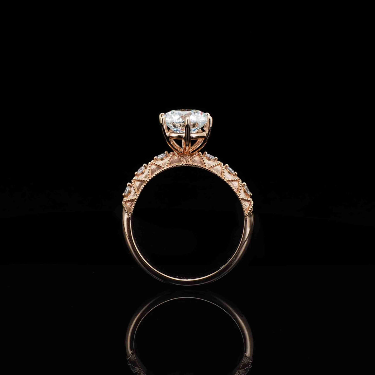 18K/Platinum Dotted Design Ring Setting