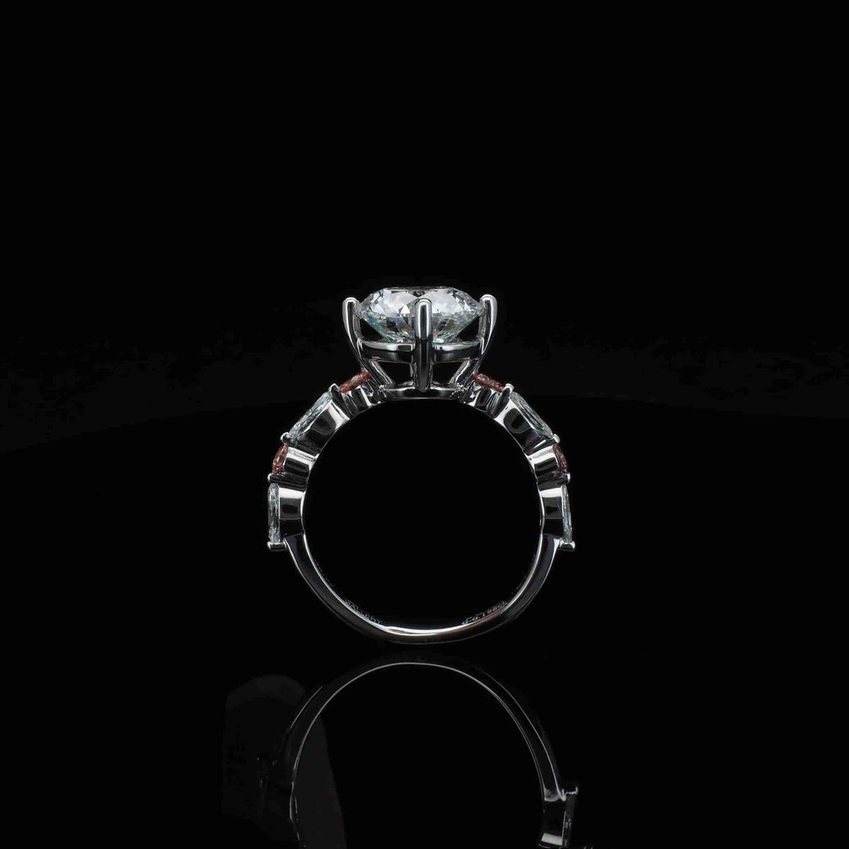 18K/Platinum Pink and White Diamond Intertwined Design Ring Setting