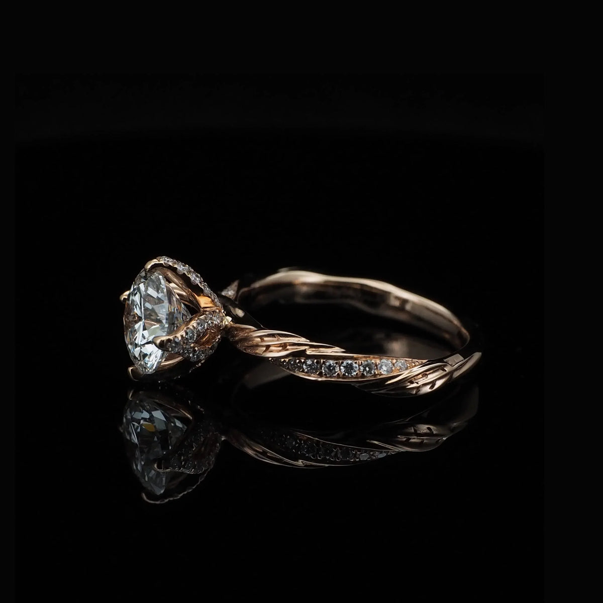 18K/Platinum Leaf and Vine Design Ring Mount