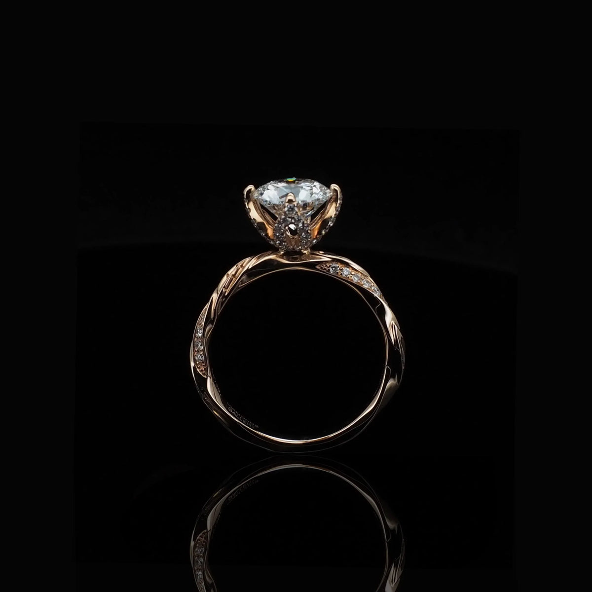 18K/Platinum Leaf and Vine Design Ring Mount