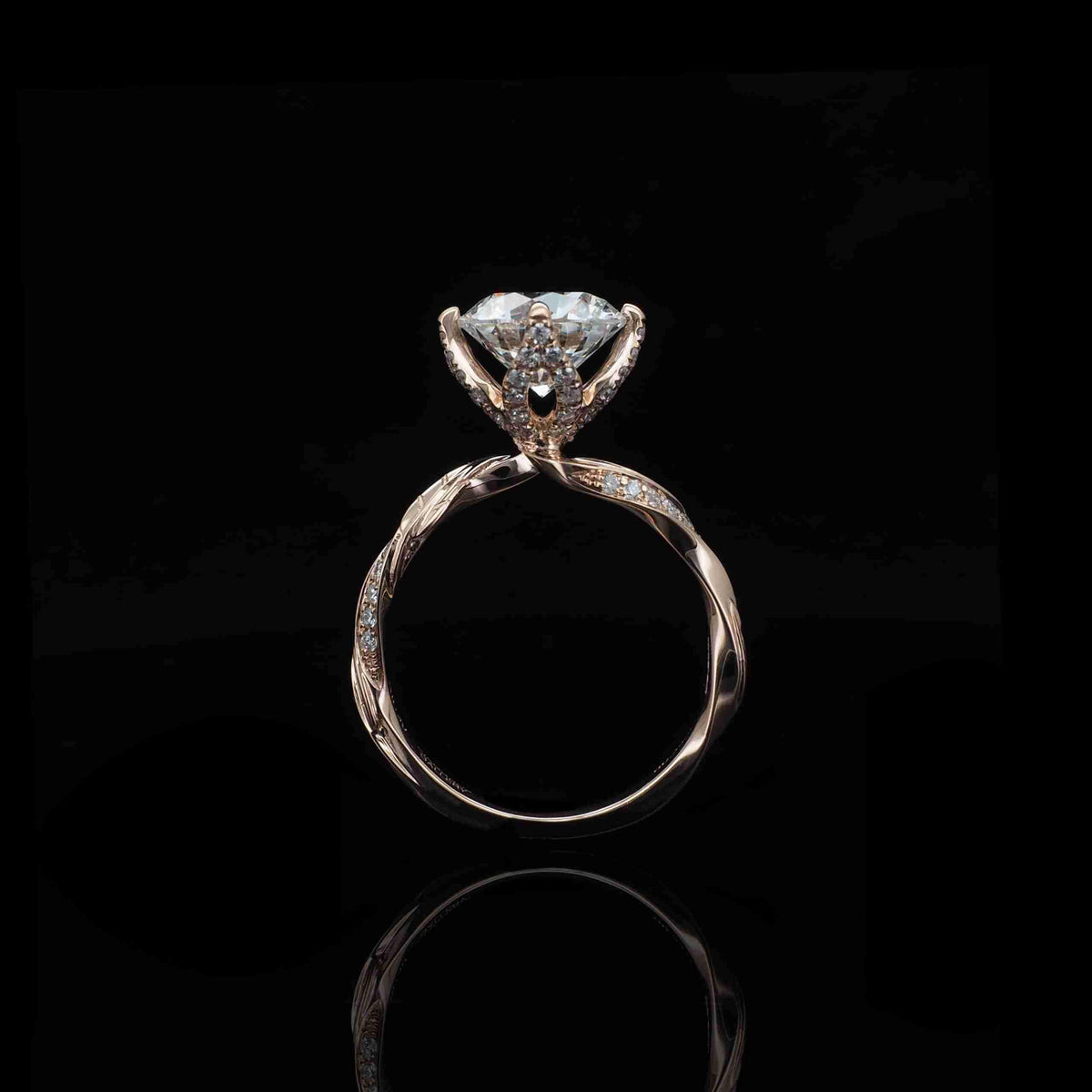 18K/Platinum Leaf and Vine Design Ring Mount