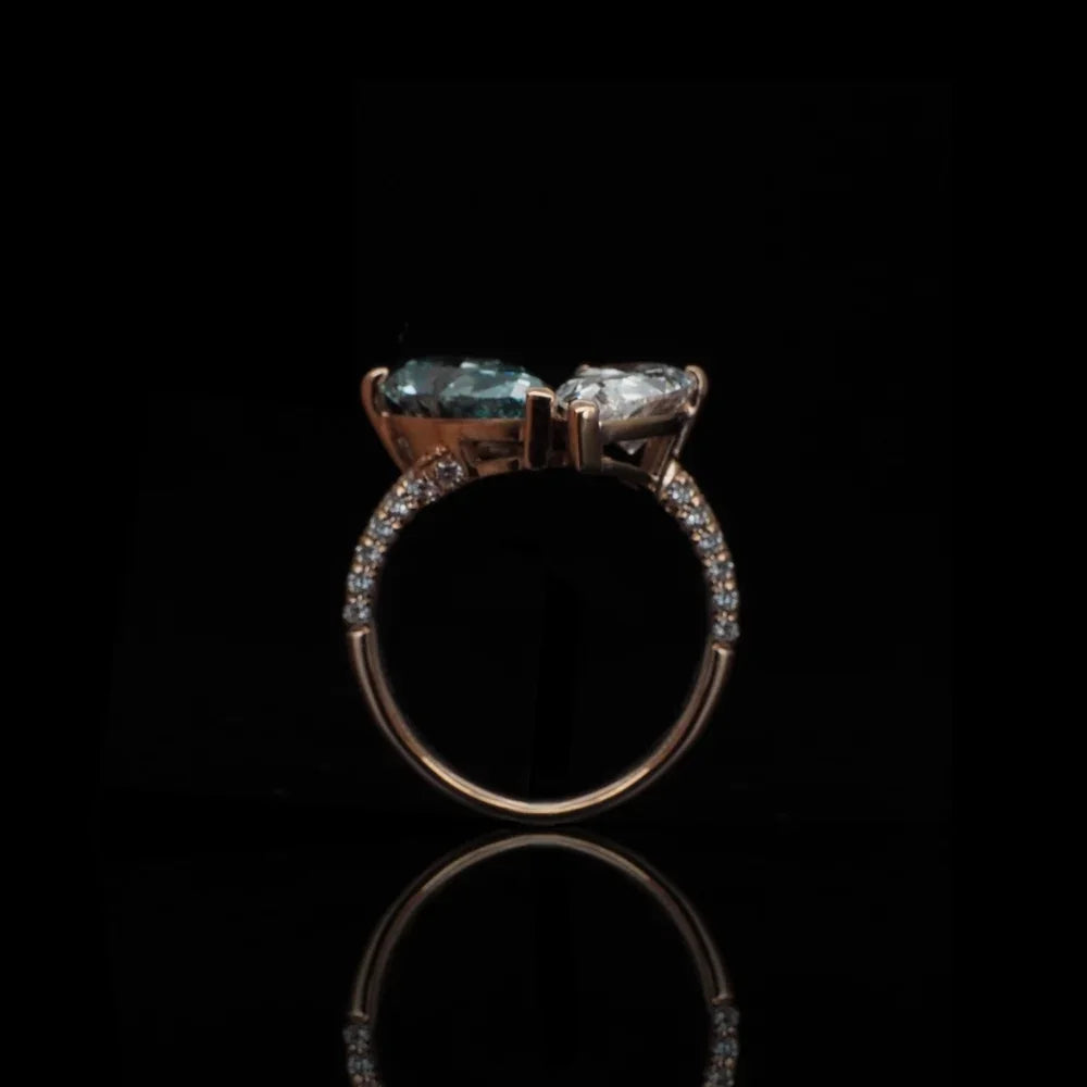 18K/Platinum Double Teardrop Design Ring Setting