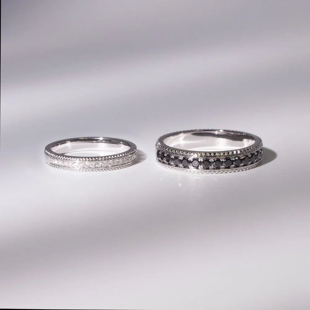 18K black diamond couple rings
