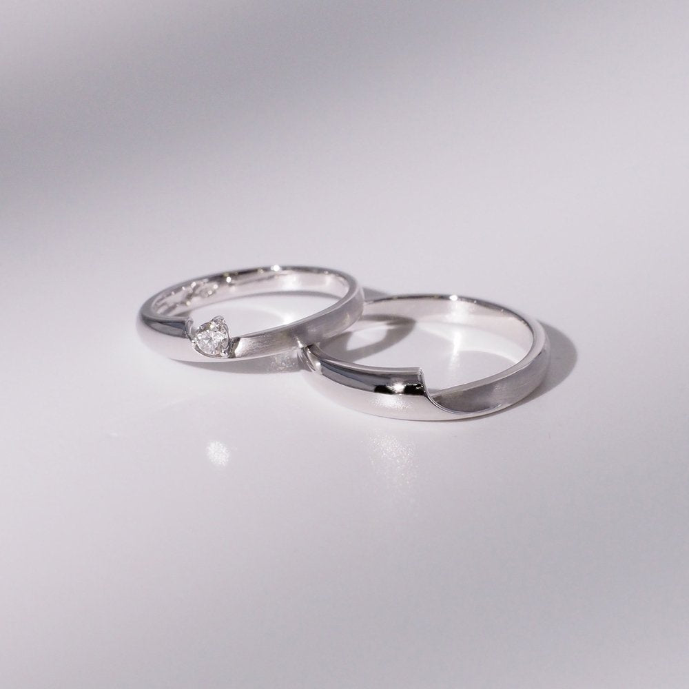 18K Gold/Platinum Diamond Couple Rings