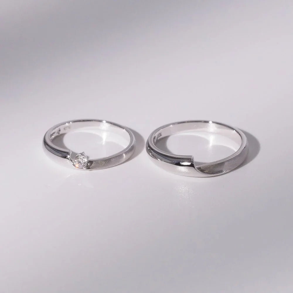 18K Gold/Platinum Diamond Couple Rings