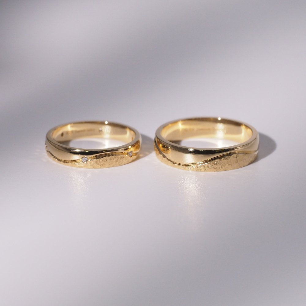 18K波浪紋對戒