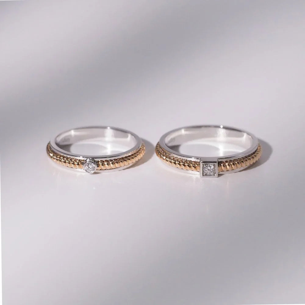 18K Rope Diamond Wedding Bands