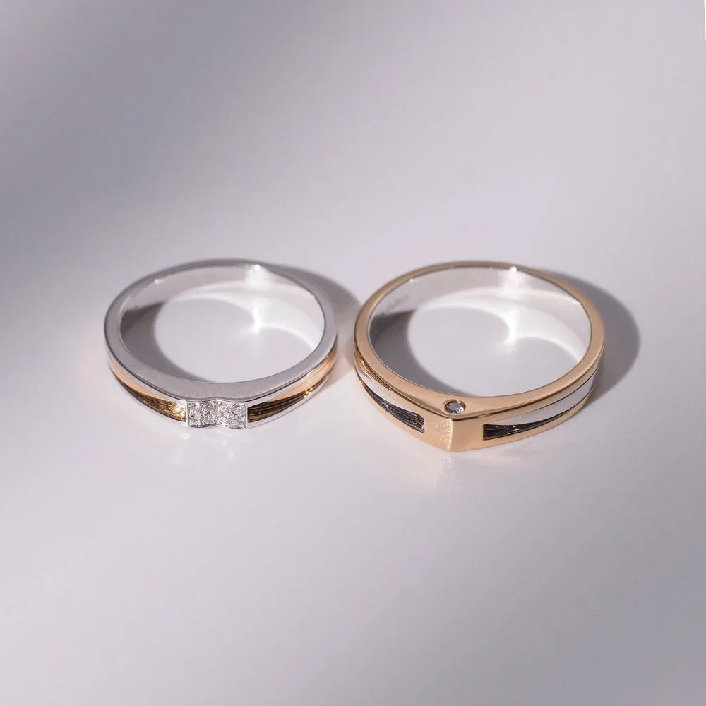 18K gold-plated sterling silver diamond wedding rings