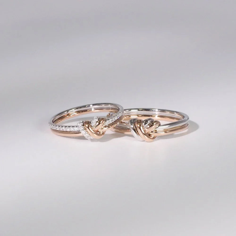 18K Knot Diamond Ring Set