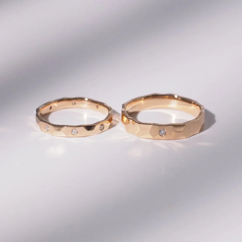18K Patterned Diamond Wedding Bands