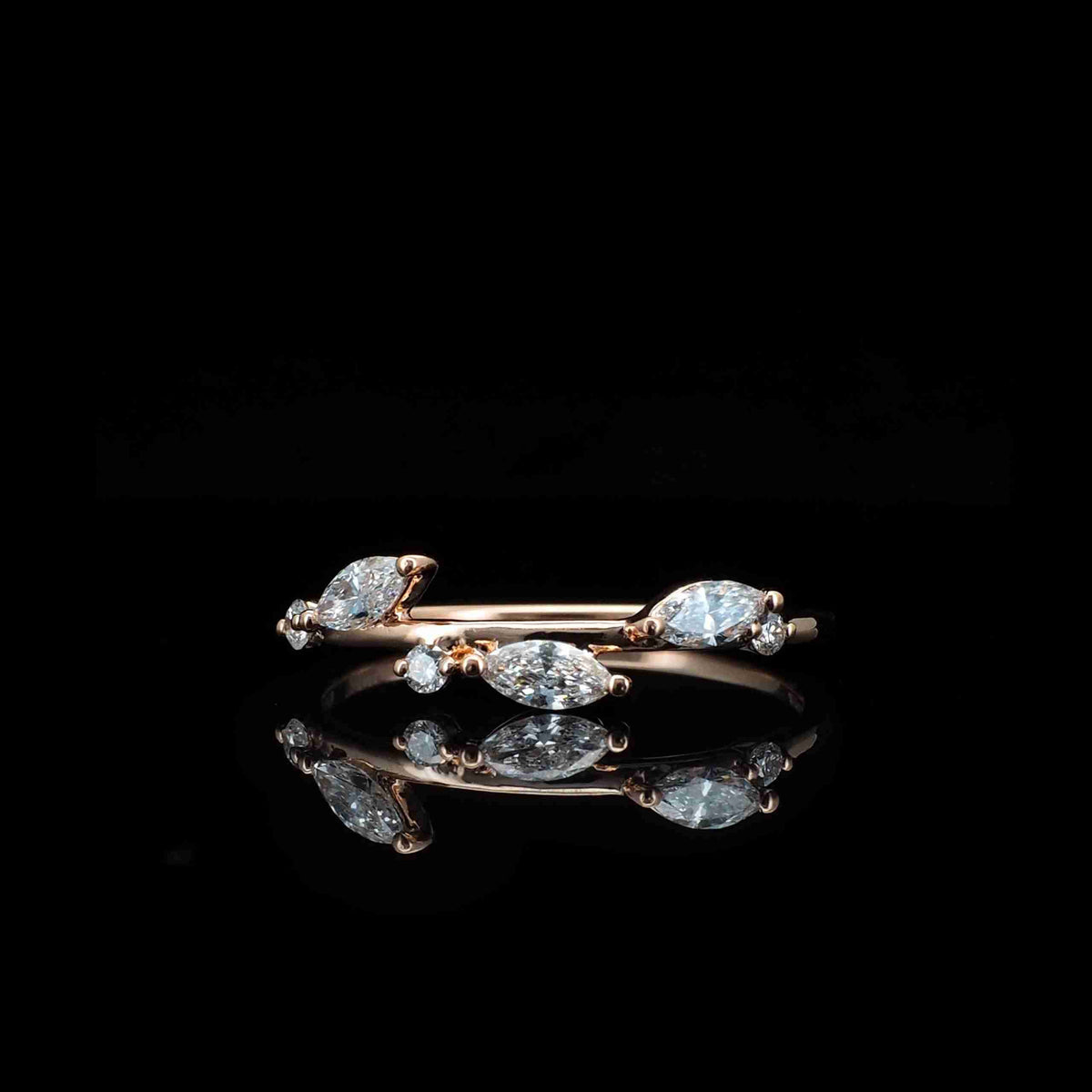 18K Gold Round & Marquise Lab Grown Diamond Ring
