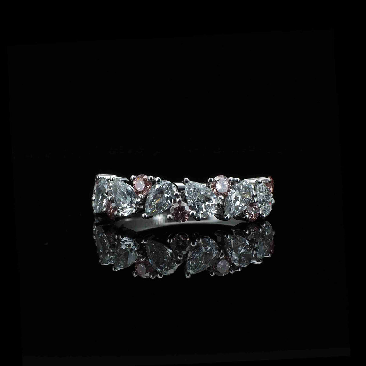18K Rose Gold Pear & Round Pink Lab Grown Diamond Ring