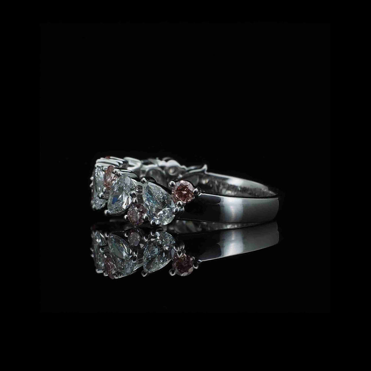 18K Rose Gold Pear & Round Pink Lab Grown Diamond Ring