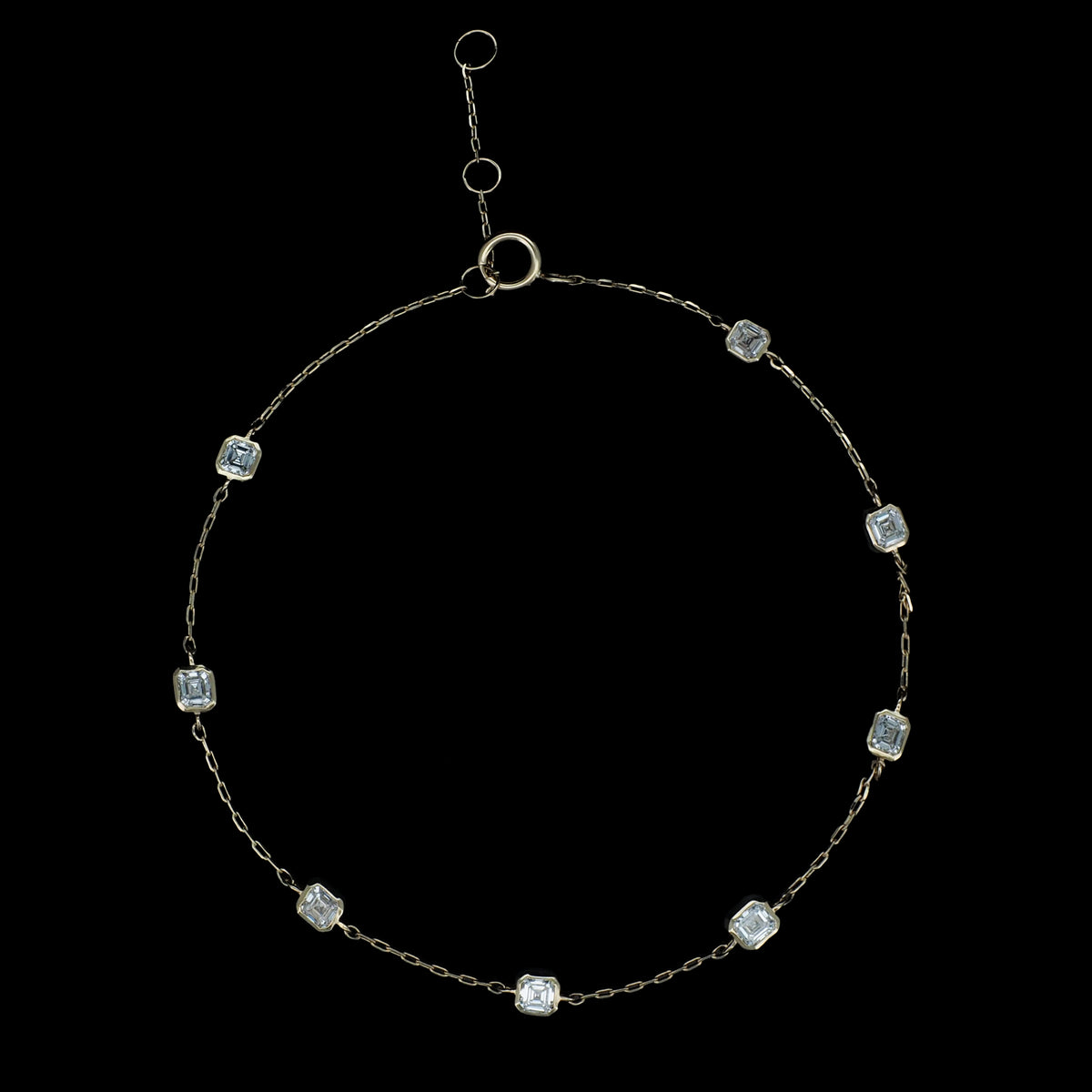 14K黃金/白金培育鑽石手鍊