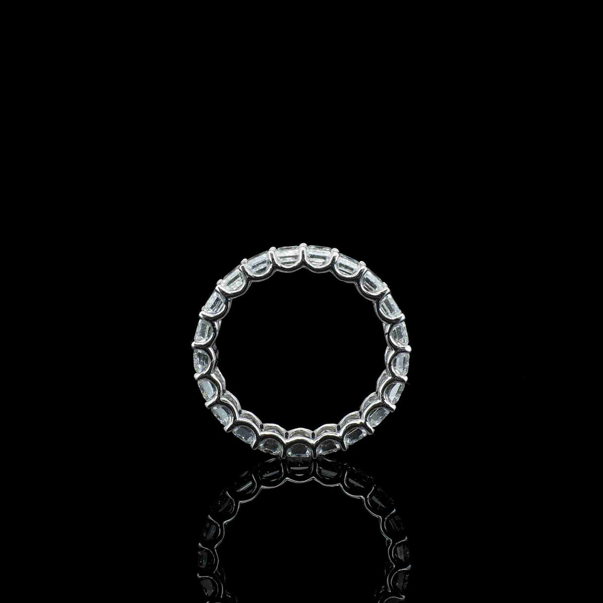 18K White Gold Emerald Cut Lab Grown Diamond Full Eternity Ring