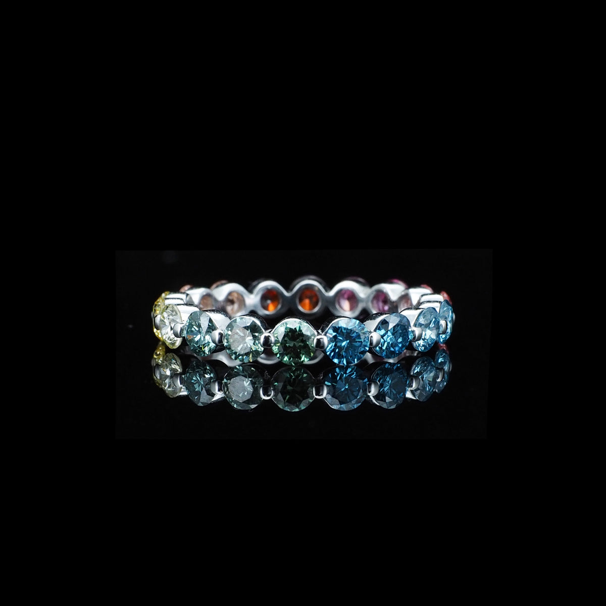 Platinum Rainbow Lab Grown Diamond Ring