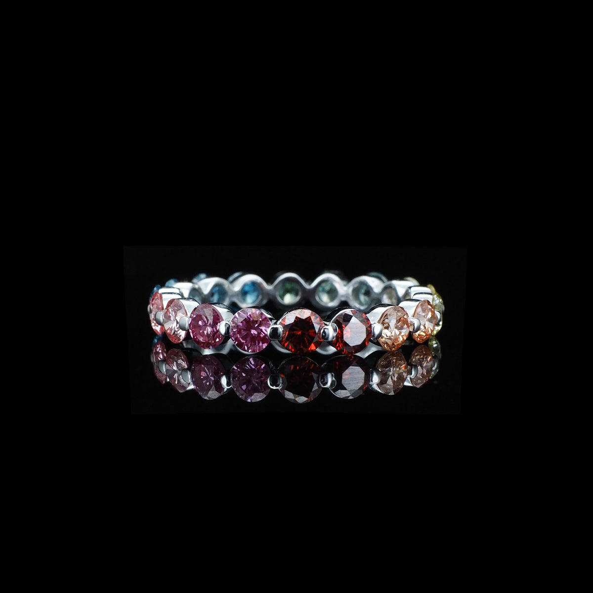 Platinum Rainbow Lab Grown Diamond Ring